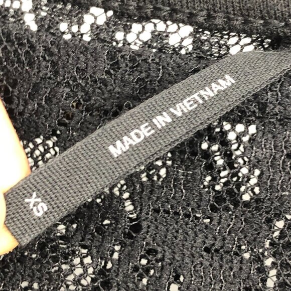 Guess Black Lace Trim 1/2 Sleeve Fitted High Neck Mini Dress size XS - Picture 7 of 15